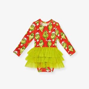 Posh Peanut Dr. Seuss Grinch baby tulle bodysuit dress 3-6 months